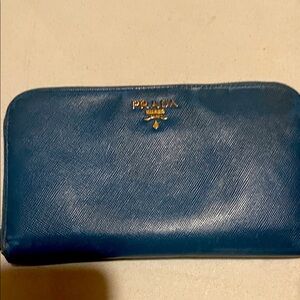Prada Teal Leather Wallet- saffiano